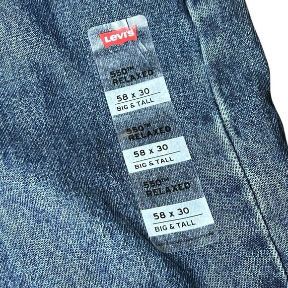 NWT Levis 550 Mens Relaxed Fit Tapered Leg Denim Blue Jeans 58x30 B&T Big & Tall - Picture 8 of 8